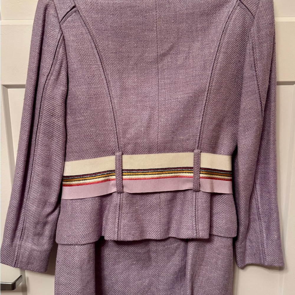 Carolina Herrera Lavender Blazer with Striped Belt - Picture 2 of 5